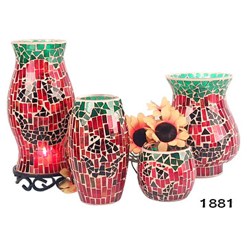 Mosaic Candleholder And Vases